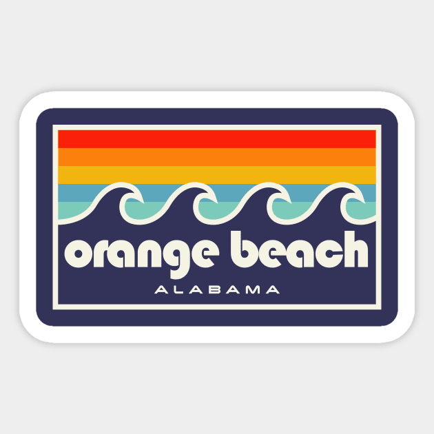 Orange Beach Alabama Retro Vintage Style Waves Sticker by PodDesignShop